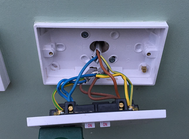 Outside socket Supply fed from existing 20A radial circuit protected by 30ma RCD
